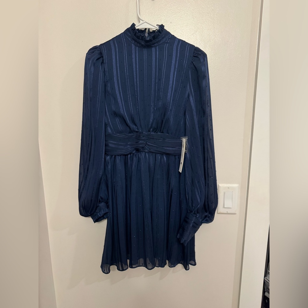 AQUA Navy blue shimmery cocktail holiday dress